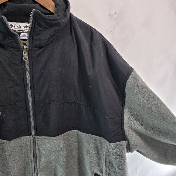 Columbia Jacket Mens XXL Gray Black Fleece Full Zip Nylon Shouder Denali - Picture 10 of 11